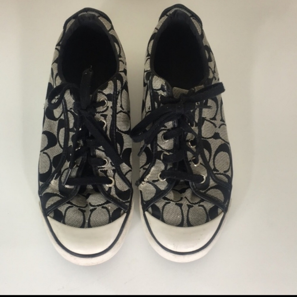 Coach Grey and Black Monogram Barrett Shoes